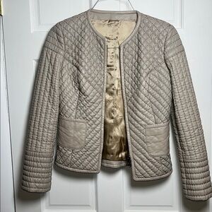 Calzaiuoli Italian Quilted Leather Jacket Cream Size IT 44/ US 8